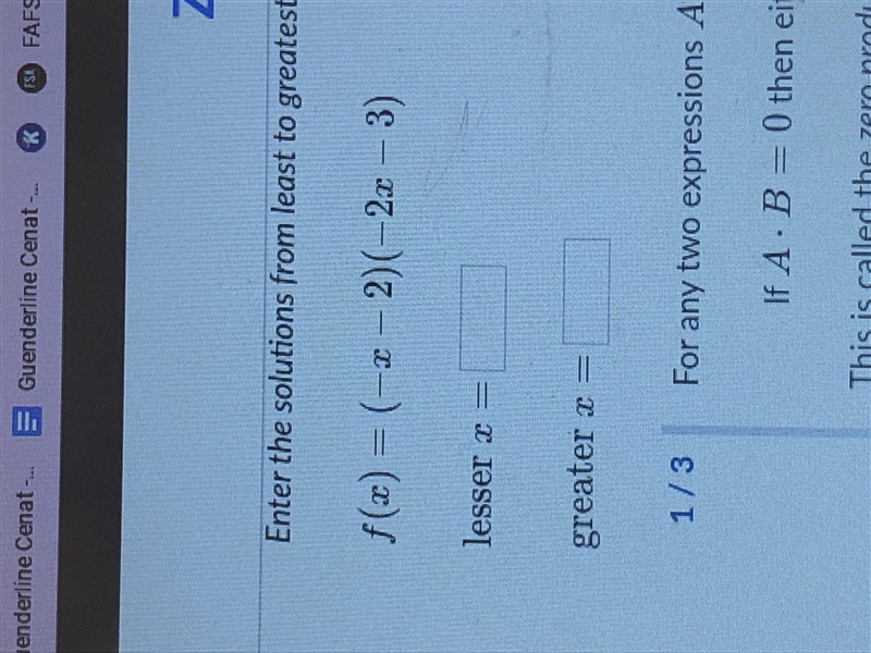 Find the zeros of the function. Enter the solutions from least to greatest. h(x) = (-2x-example-1