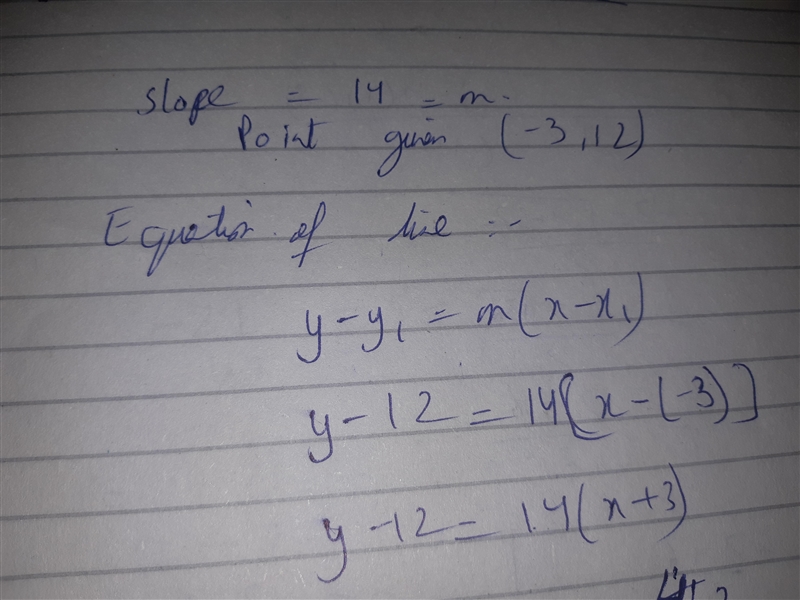 Find the equation of the line that has a slope of 14 and passes through the point-example-1