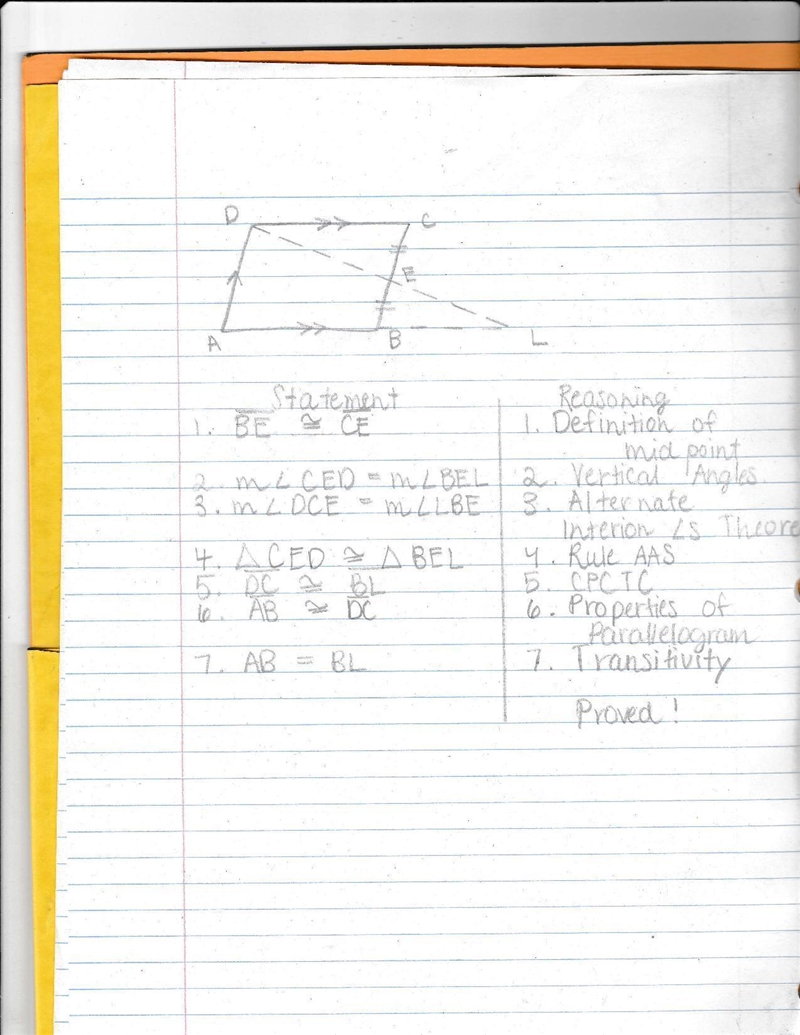 In the given figure ABCD is a parallelogram, E is the midpoint of BC. DE produced-example-1