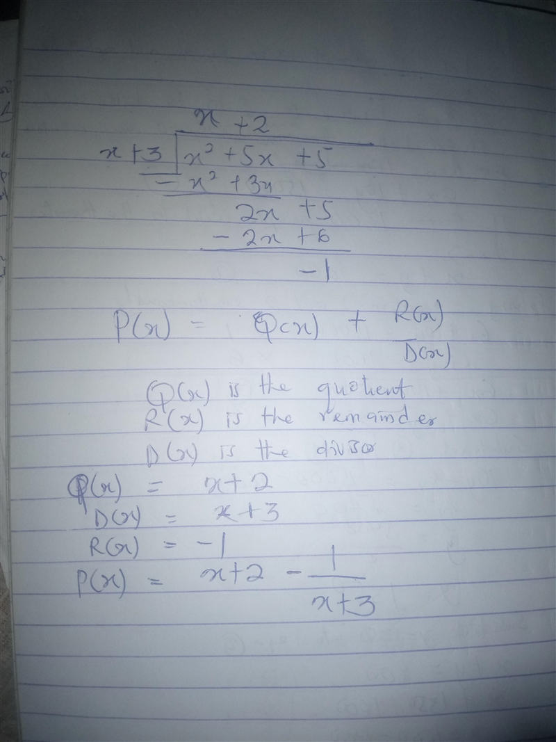 Divide the polynomials. Your answer should be in the form p ( x ) + k x + 3 p(x)+ x-example-1