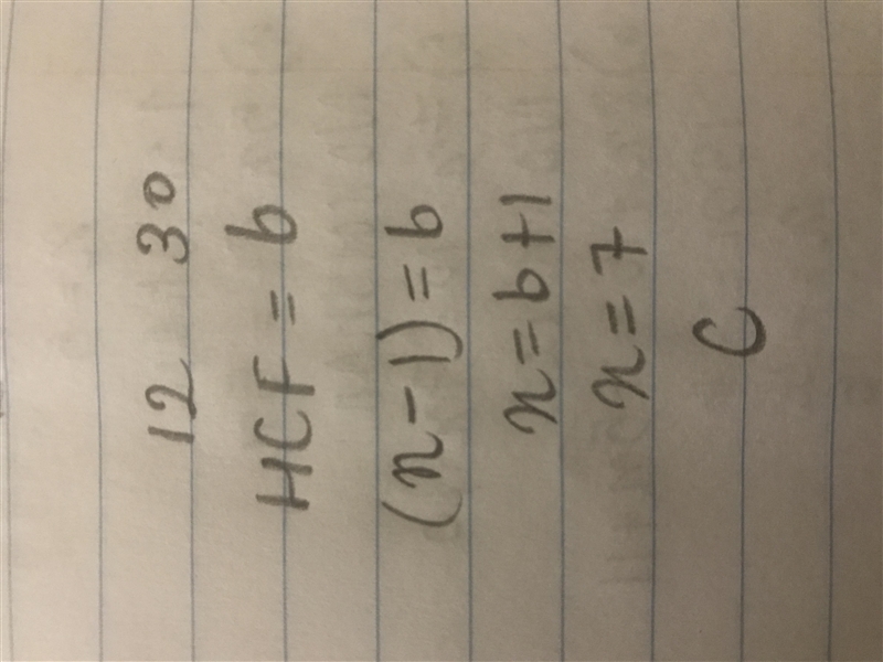 Given that (x-1) is the highest common factors of 12 and 30, therefore the value of-example-1