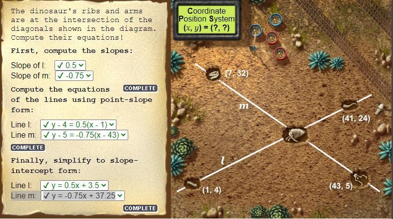 The dinosaur's ribs and arms are at the intersection of the diagonals shown in the-example-1