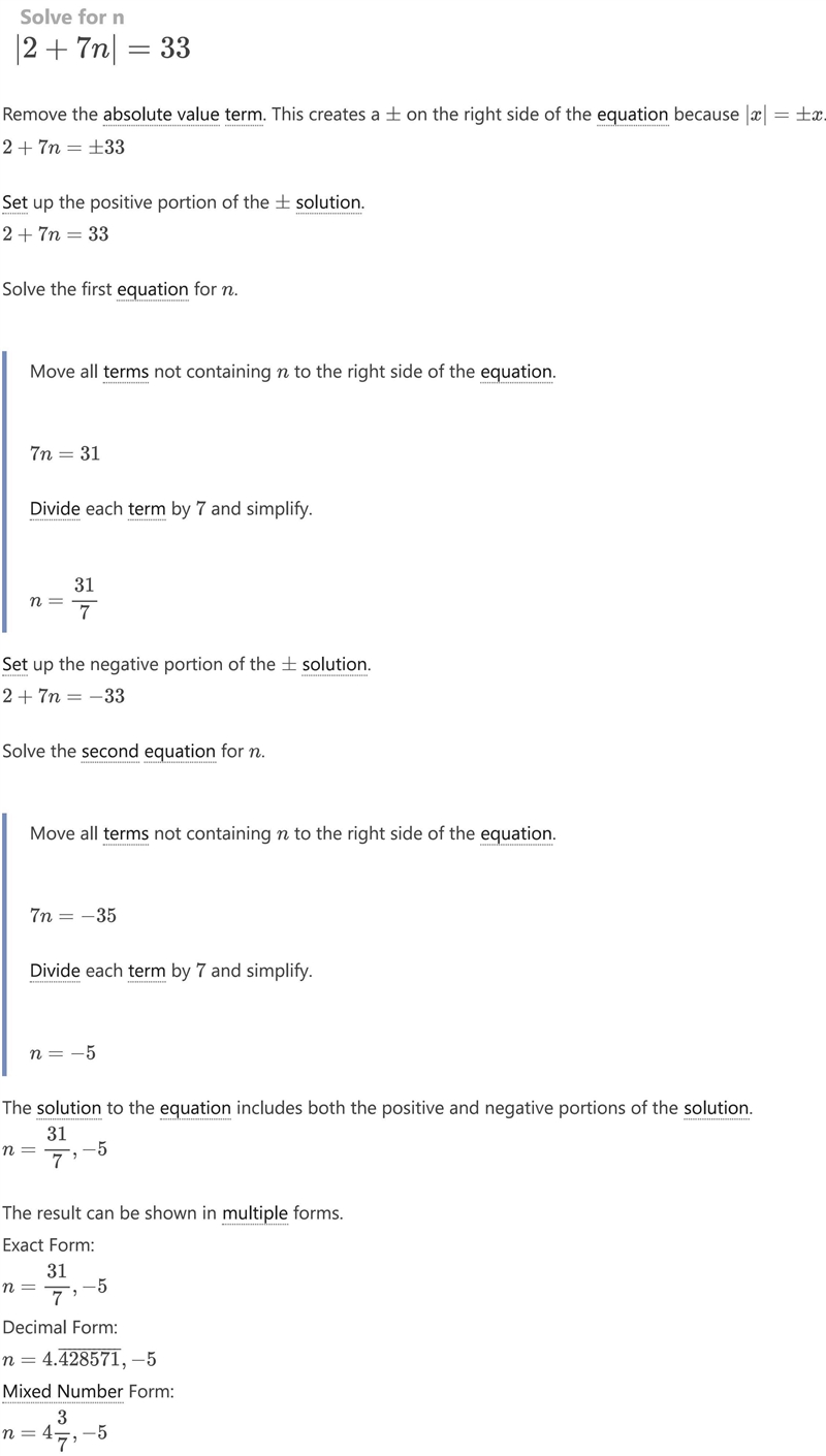 |2 + 7n| =33 I need help-example-1