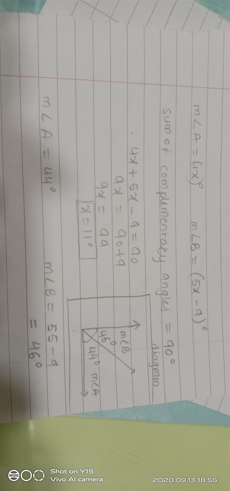 Draw the diagram and find x. Show your work. A.X=7 B.x=15 C.x=11-example-1