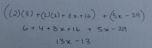 Add: 2x3 + 2x2 + 8x + 16 and -5x – 29​-example-1