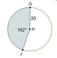 Question 1 (1 point) What is the area of the SHADED sector of the circle? 162° H O-example-1