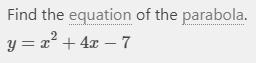 Find an equation in standard form of the parabola passing through the points below-example-1