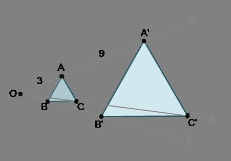 Triangle ABC is dilated to create triangle A'B'C' using point O as the center of dilation-example-1