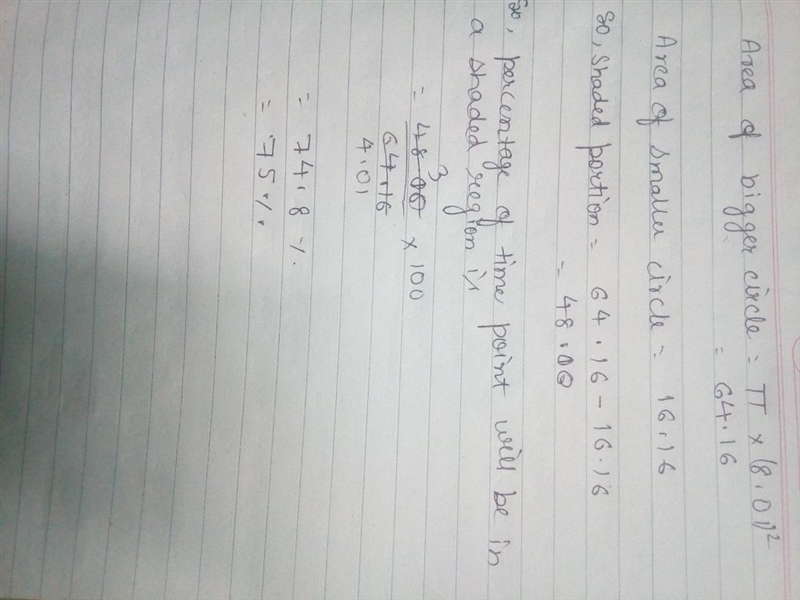 A point is chosen at random in the larger circle. What percent of the time will the-example-1