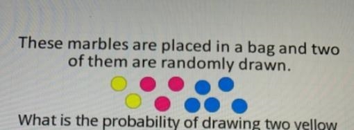 These marbles are placed in a bag and two of them are randomly drawn what is the probability-example-1