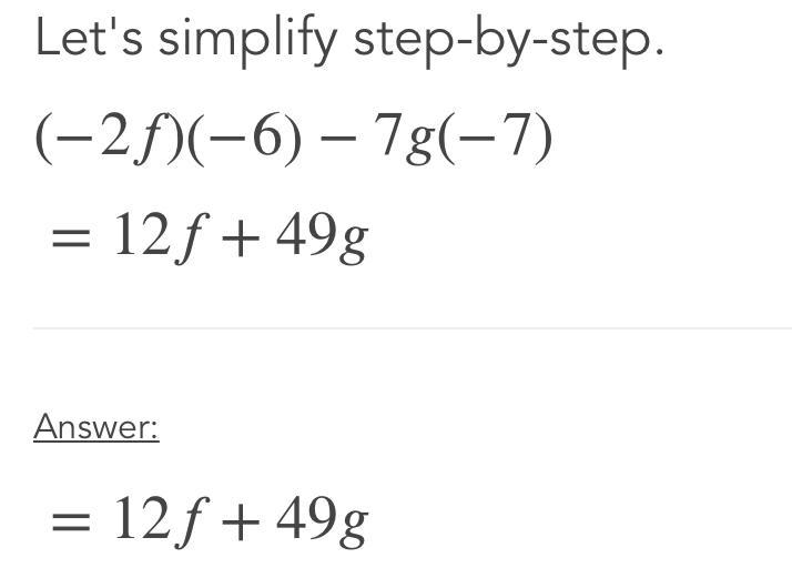 Evaluate function expression −2⋅f(−6)−7⋅g(−7)=-example-1