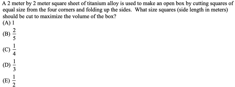 A 2 meter by 2 meter square sheet of titanium alloy is used to make an open box by-example-1