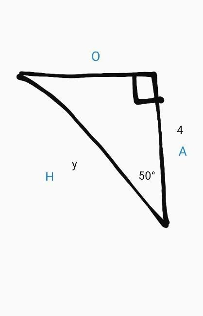 Last one, use trigonometry to help you solve for y given that one side is 4 and there-example-1