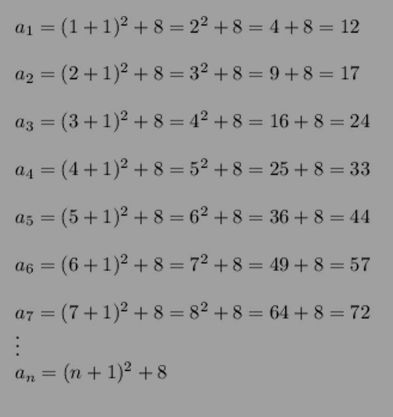 What is the nth term rule of the quadratic sequence below? 12 , 17 , 24 , 33 , 44 , 57 , 72 , . . .-example-1