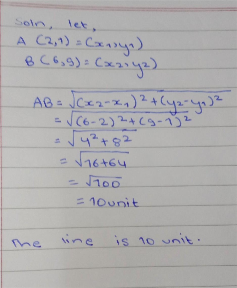 A line that passes through the points (2,1) and 6,9-example-1