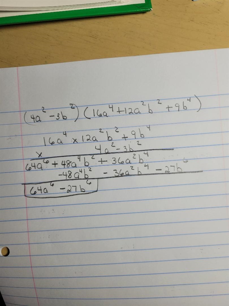 (4a2 - 3b2)(16a4 +12a2b2 + 9b4)-example-1