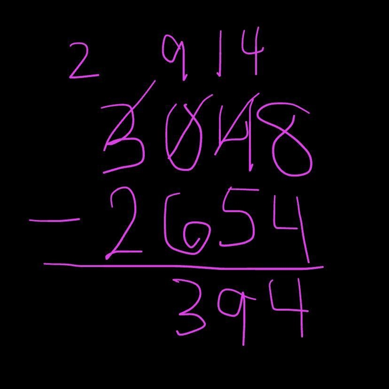 3048-2654=? pls tell me people cuz i can't be asked to use the calculator-example-1