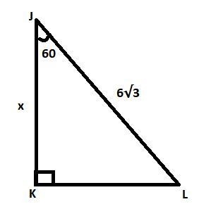 In the right triangle shown, m\angle J = 60^\circm∠J=60 ∘ m, angle, J, equals, 60, degrees-example-1