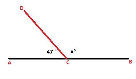 Hi The point C lies on a straight line AB and CD is a ray . If /ACD = 470 and /DCB-example-1