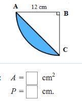 Find the area and the perimeter of the shaded regions below. Give your answer as a-example-1