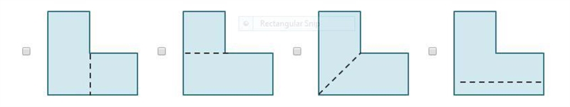 Which are ways to decompose the composite figure into simpler shapes that you have-example-1