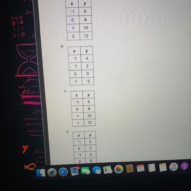 For which set of values is y a function of x?-example-1