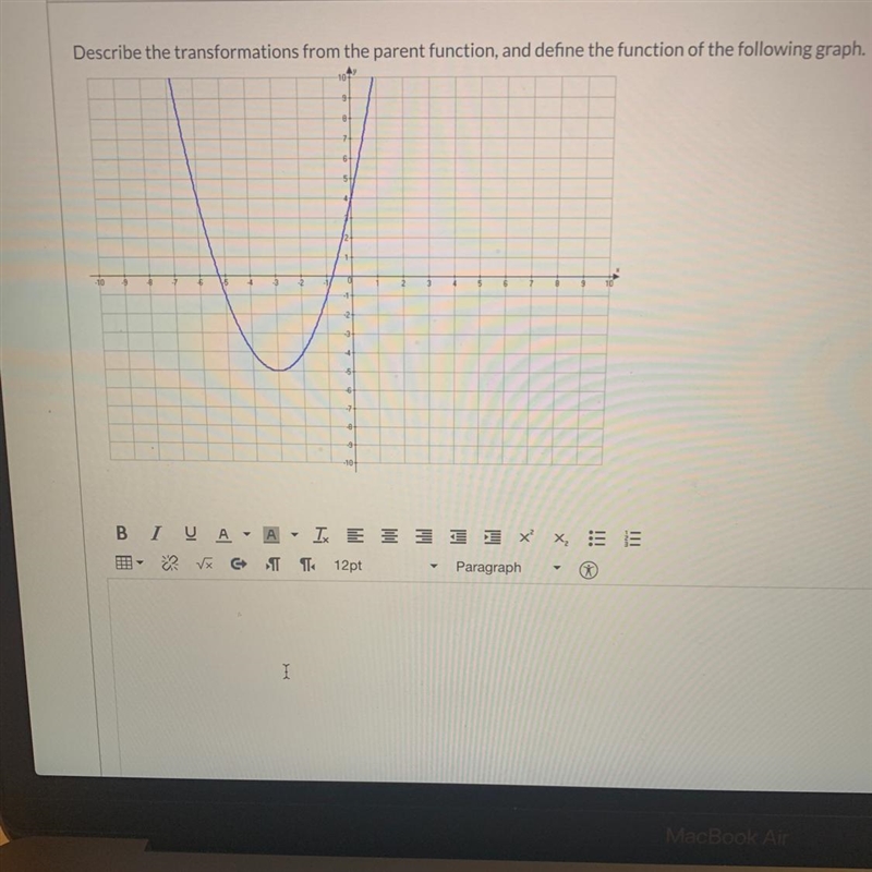 Describe the transformations from the parent function, and define the function of-example-1