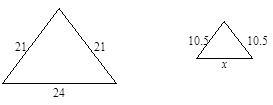 The Triangles below are similar. What is the length of the side labeled X?-example-1