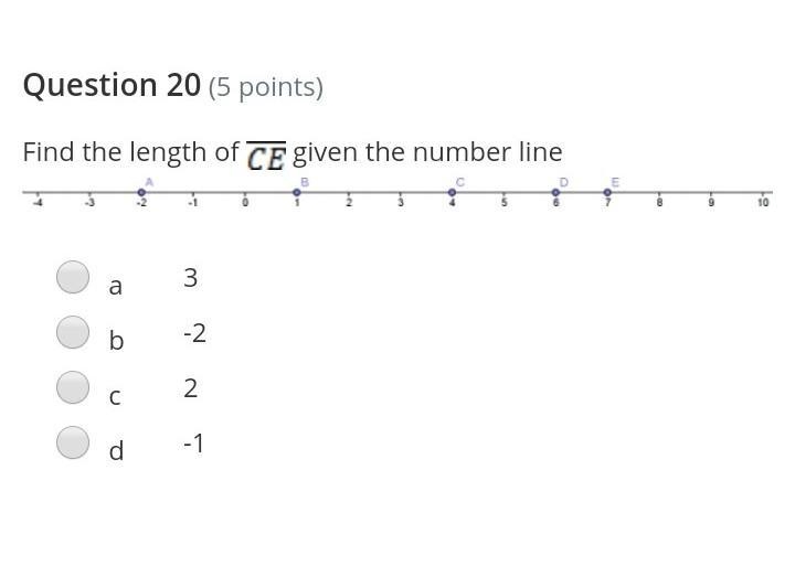 What is the length of c e given the number line ​-example-1