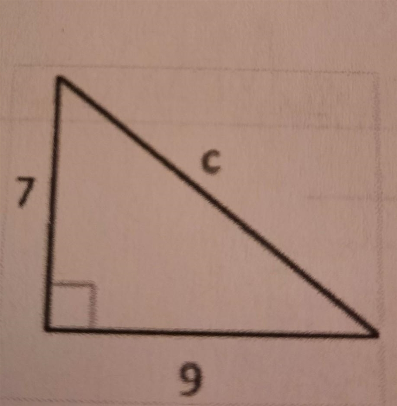 Solve for the variable of "c" have to use pythagorean theorem​-example-1