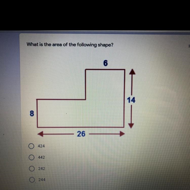 What is the area of the following shape?-example-1