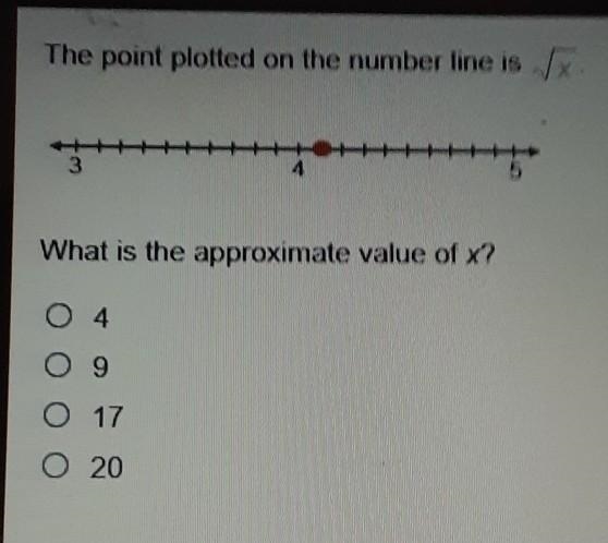 The point plotted on the number line is What is the approximate value of x? 04 O 9 O-example-1