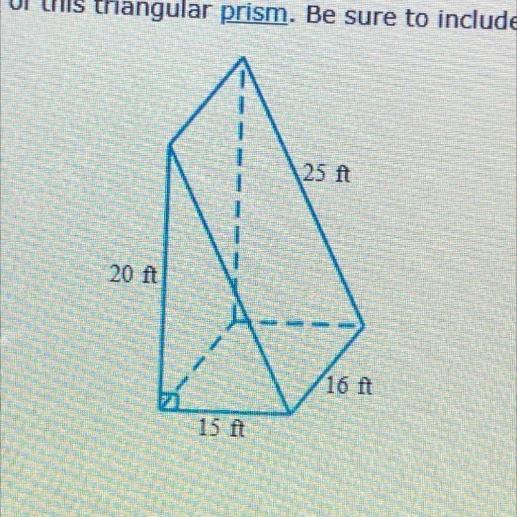 Find the surface area of this triangular prism. Be sure to include the correct unit-example-1