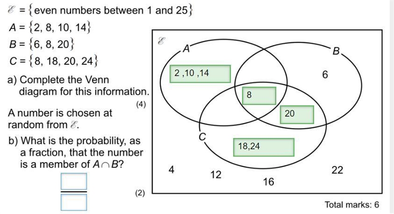 Venn diagram question is attached. Answer to question b pls-example-1