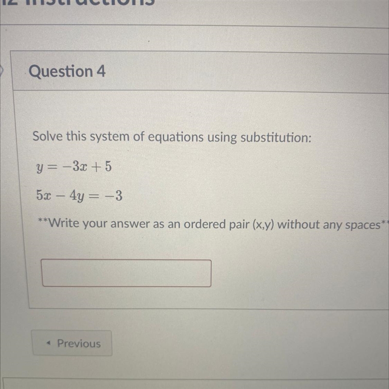 Solve this system of equations using substitution: 5x – 4y = -3-example-1