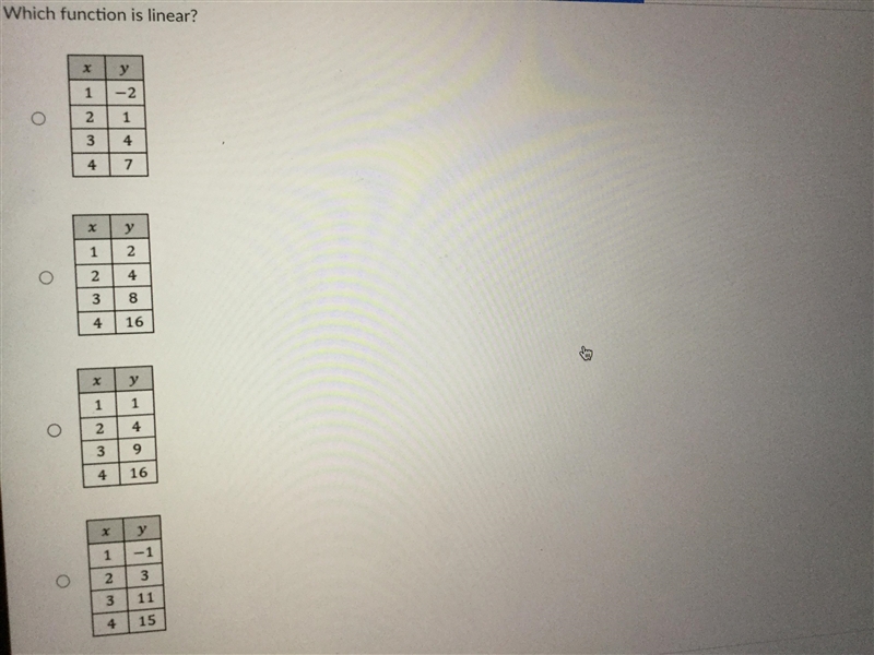 Which function is linear?-example-1