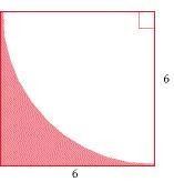 What is the area of the shaded portion in the square? 36 square units 9π square units-example-1