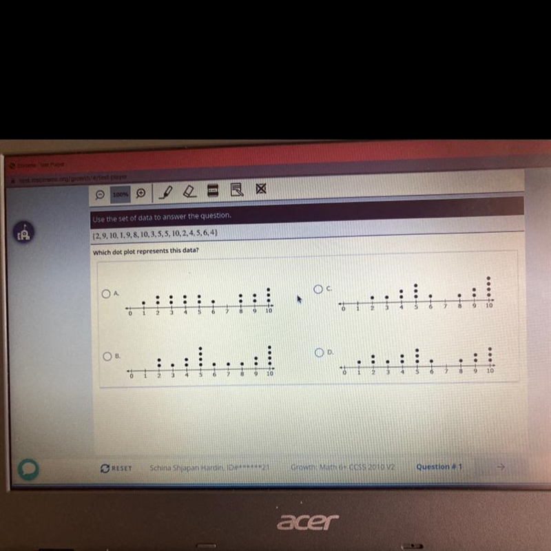 “Which dot plot presents this data”-example-1