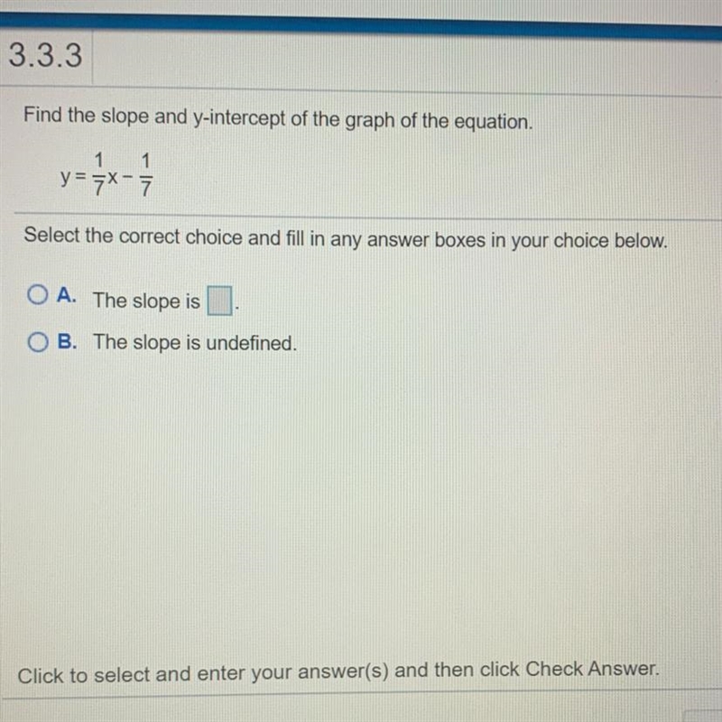 Can you help me find slope and y intercept-example-1