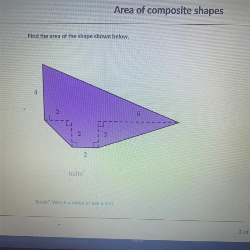 Find the area of the shape shown below 4 2 6 2 2 2-example-1