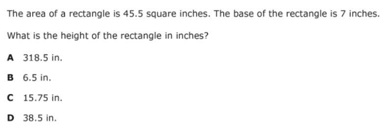 The area of a rectangle is 45.5 square inches. The base of the rectangle is 7 inches-example-1