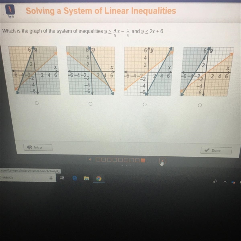 Which is the graph of the system of inequalities y 2 4x - and y = 2x + 6-example-1