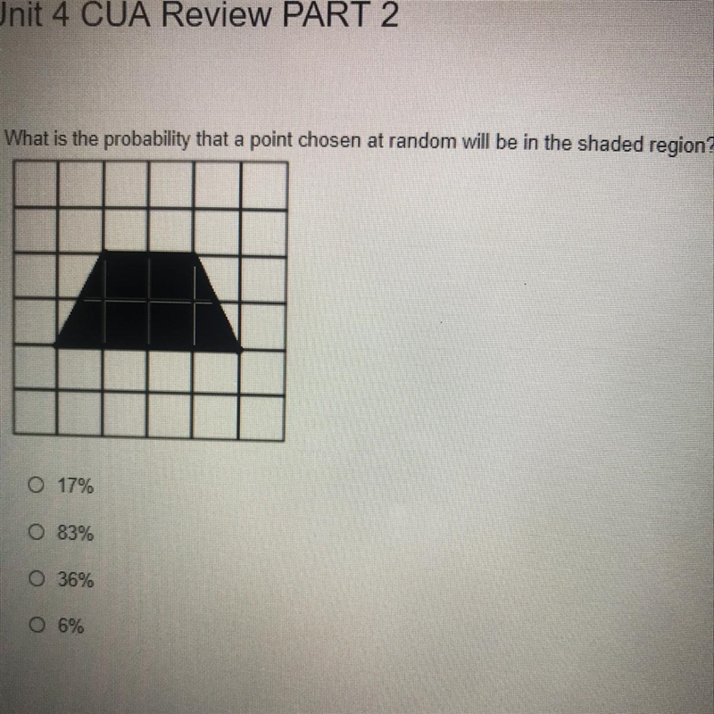 What is the probability that a point chosen at random will be in the shaded region-example-1