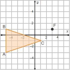 Triangle ABC will be dilated according to the rule D_(F, 0.25) (x,y), where point-example-1