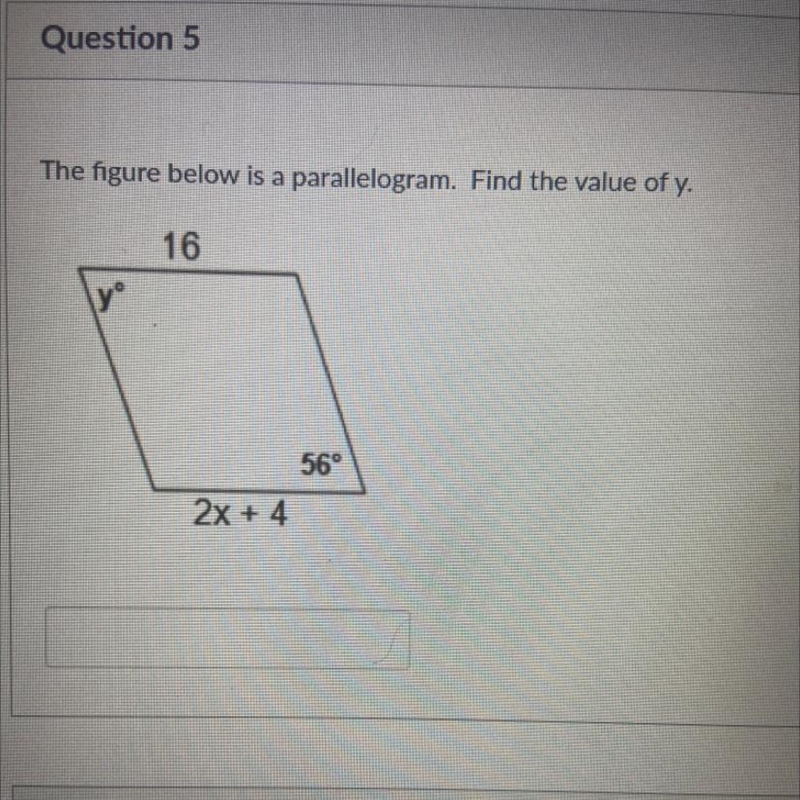 The figure below is a parallelogram. Find the value of y.-example-1