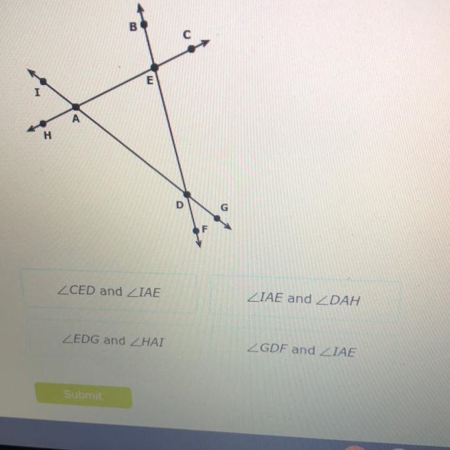 Which angles are congruent to each other?-example-1