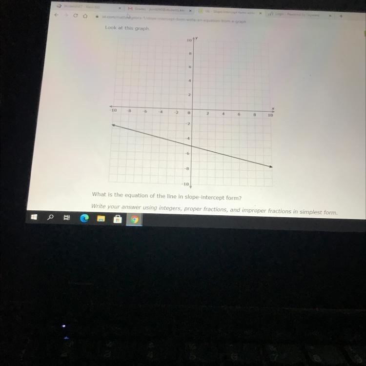 What is the equation of the line in slope-intercept form ?-example-1