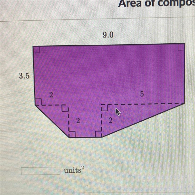 Find the area of the shape shown below.-example-1