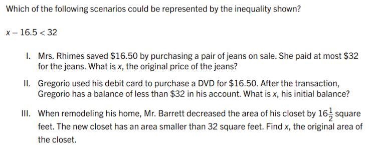 Please help!! this is due TODAY! A. I only B. II only C. II and III only D. I, II-example-1