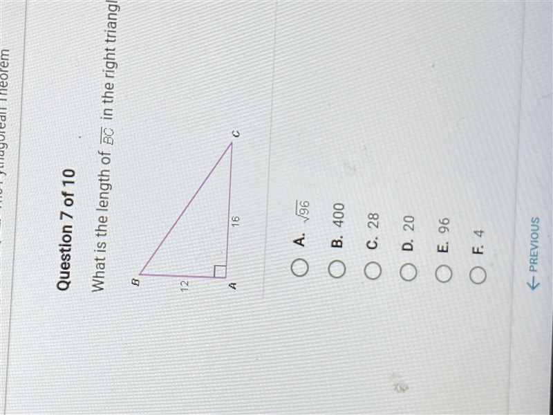 What is the length of BC in the right triangle below?-example-1